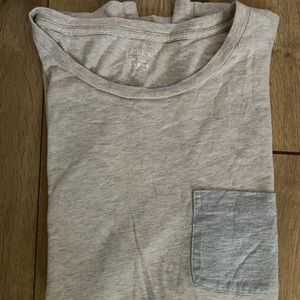 Light beige and gray long sleeve pocket tee